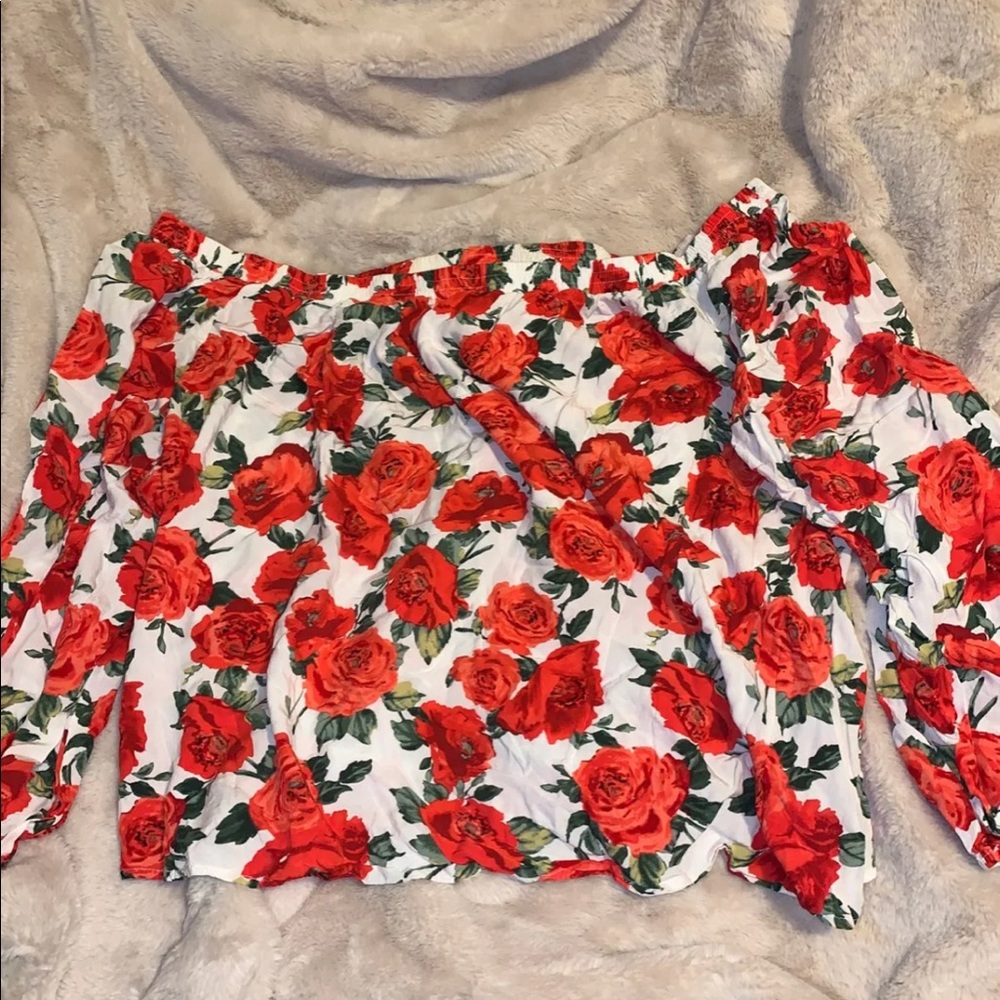 Pretty Floral Off the Shoulder Top